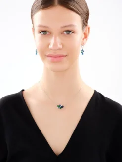 Naszyjnik srebrny z cyrkoniami i szlifowanym szkłem