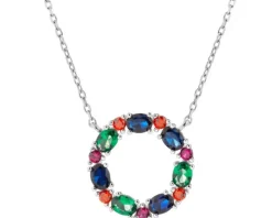 Naszyjnik srebrny z cyrkoniami  - koło