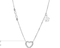Naszyjnik srebrny z cyrkoniami - serce,nieskończoność, koniczyna