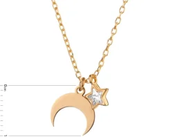 Naszyjnik srebrny z cyrkonią - Księżyc, gwiazda