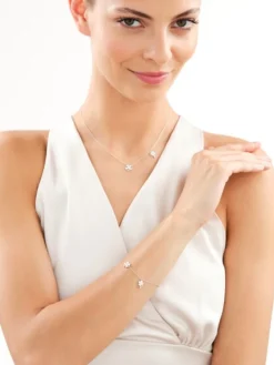 Naszyjnik srebrny z cyrkoniami - koniczyny