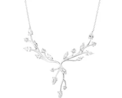 Naszyjnik srebrny z cyrkoniami - liście