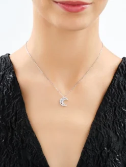 Naszyjnik srebrny z cyrkoniami - Księżyc