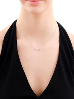 Naszyjnik srebrny z cyrkoniami - nieskończoność, serce