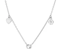 Naszyjnik srebrny z cyrkonią - koniczyna, serce