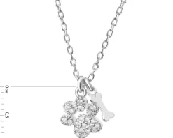 Naszyjnik srebrny z cyrkoniami - łapka, kość