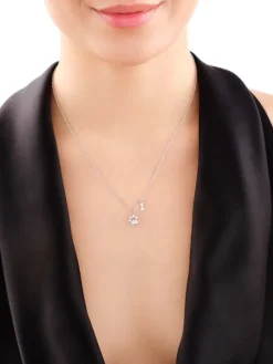 Naszyjnik srebrny z cyrkoniami - łapka, kość