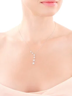 Naszyjnik srebrny z cyrkoniami - gwiazdy