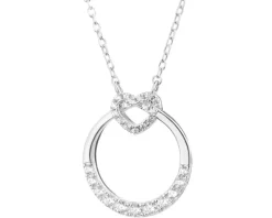 Naszyjnik srebrny z cyrkoniami - koło, serce