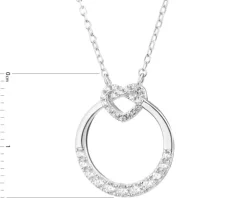 Naszyjnik srebrny z cyrkoniami - koło, serce