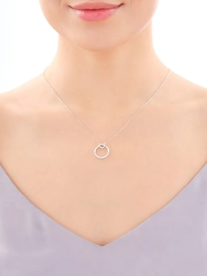 Naszyjnik srebrny z cyrkoniami - koło, serce