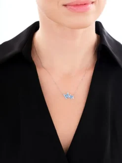 Naszyjnik srebrny z cyrkoniami i emalią - motyle