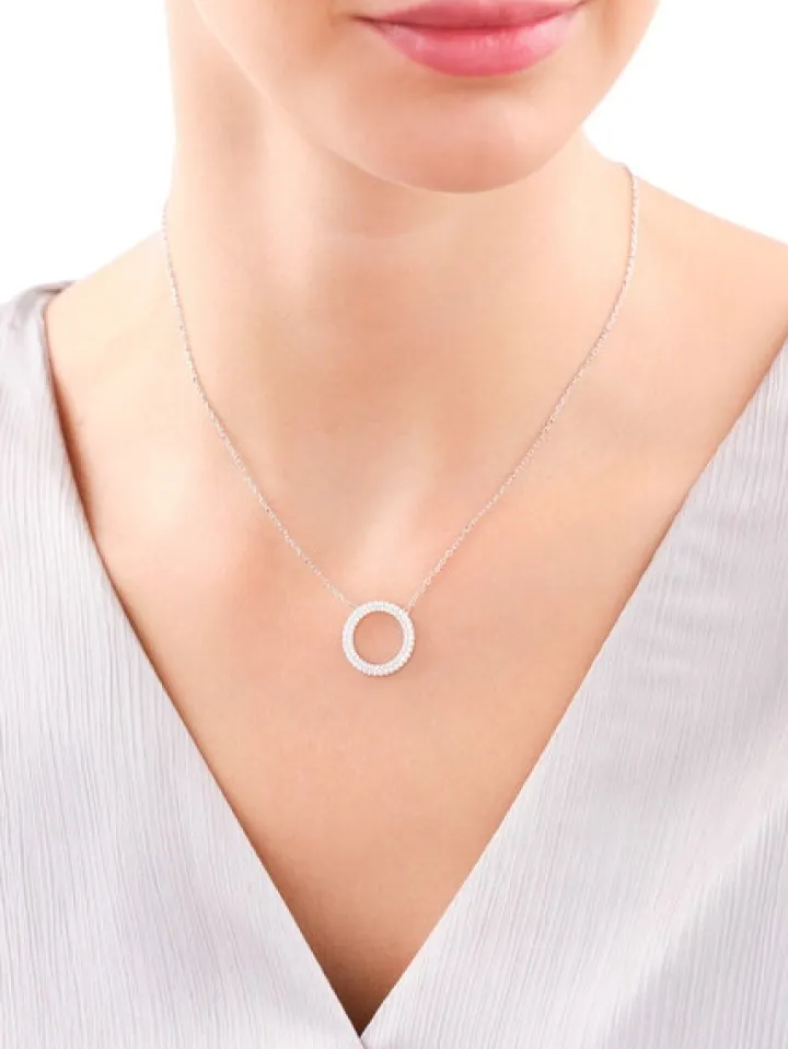 Naszyjnik srebrny z cyrkoniami - koło