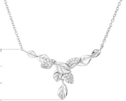 Naszyjnik srebrny z cyrkoniami - liście