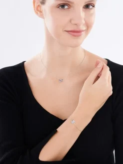 Naszyjnik srebrny z cyrkoniami - motyl