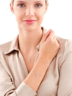 Naszyjnik srebrny z cyrkoniami - aniołek, serce