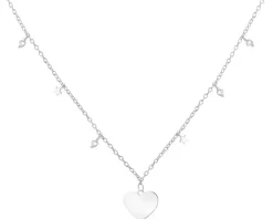 Naszyjnik srebrny z cyrkoniami - serce, gwiazdy
