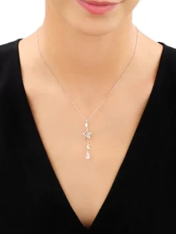 Naszyjnik srebrny z cyrkoniami - gwiazdy, Księżyc