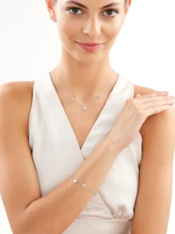 Naszyjnik srebrny z cyrkonią - serce, samolot, planeta