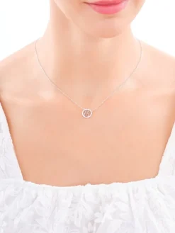 Naszyjnik srebrny z cyrkoniami - koło, koty