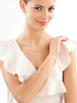 Naszyjnik srebrny z cyrkoniami - serca