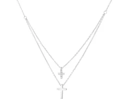 Naszyjnik srebrny z cyrkoniami - krzyże