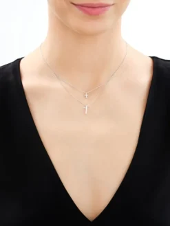 Naszyjnik srebrny z cyrkoniami - krzyże