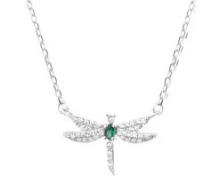 Naszyjnik srebrny z cyrkoniami - ważka