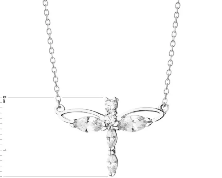 Naszyjnik srebrny z cyrkoniami - ważka