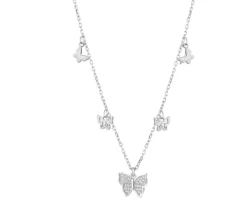 Naszyjnik srebrny z cyrkoniami - motyle