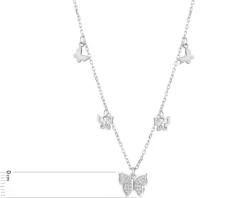 Naszyjnik srebrny z cyrkoniami - motyle