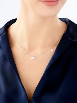 Naszyjnik srebrny z cyrkoniami - motyle