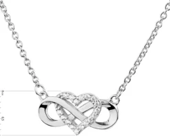 Naszyjnik srebrny z cyrkoniami – nieskończoność, serce
