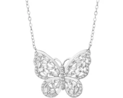 Naszyjnik srebrny z cyrkoniami - motyl