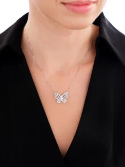 Naszyjnik srebrny z cyrkoniami - motyl