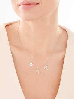 Naszyjnik srebrny z cyrkoniami - podkowa, koniczyna