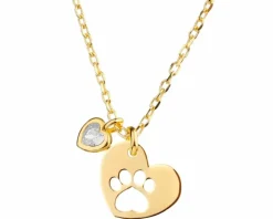 Naszyjnik srebrny z cyrkonią - serca, łapka