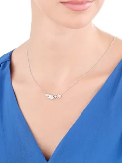 Naszyjnik srebrny z cyrkoniami - kwiaty