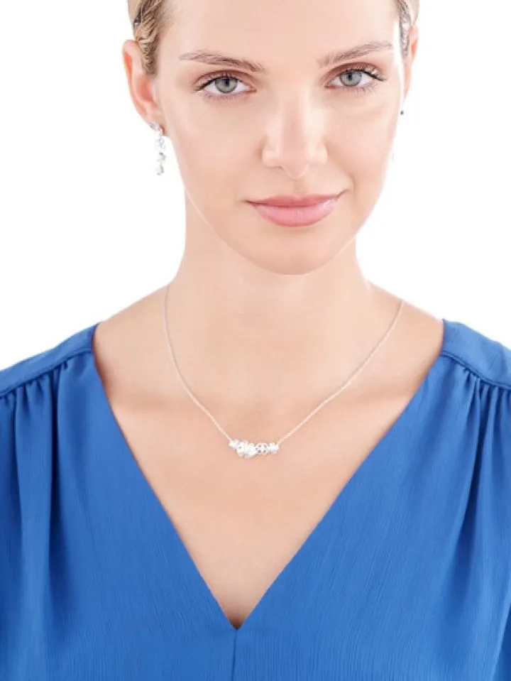 Naszyjnik srebrny z cyrkoniami - kwiaty