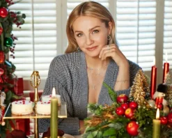 Naszyjnik srebrny z cyrkoniami - Księżyc, gwiazdy