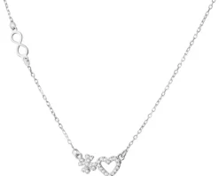 Naszyjnik srebrny z cyrkoniami - serce, koniczyna, nieskończoność