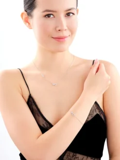 Naszyjnik srebrny z cyrkoniami - serce, koniczyna, nieskończoność