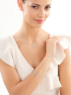 Naszyjnik srebrny z cyrkoniami - łapacz snów