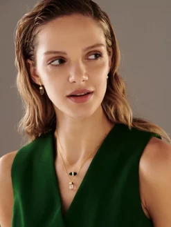 Naszyjnik srebrny z cyrkoniami i szlifowanym szkłem