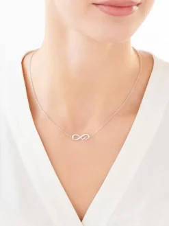 Naszyjnik srebrny z cyrkoniami - EKG serca, nieskończoność