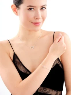 Naszyjnik srebrny z cyrkonami - serca