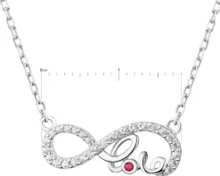 Naszyjnik srebrny z cyrkoniami -nieskończoność, love