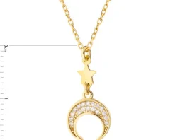 Naszyjnik srebrny z cyrkoniami - Księżyc, gwiazda