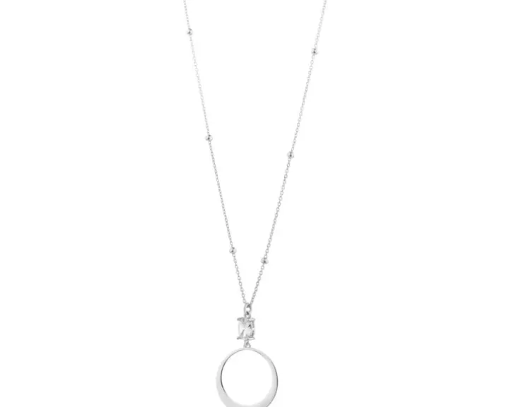 Naszyjnik srebrny z cyrkonią - koło, kulki