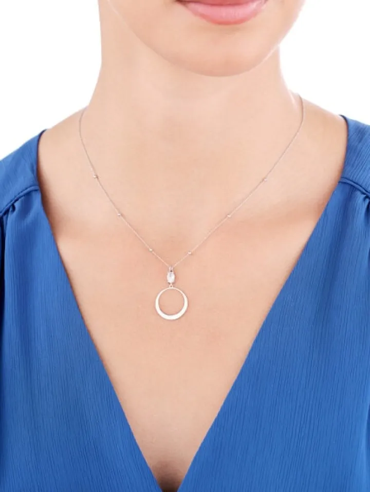 Naszyjnik srebrny z cyrkonią - koło, kulki